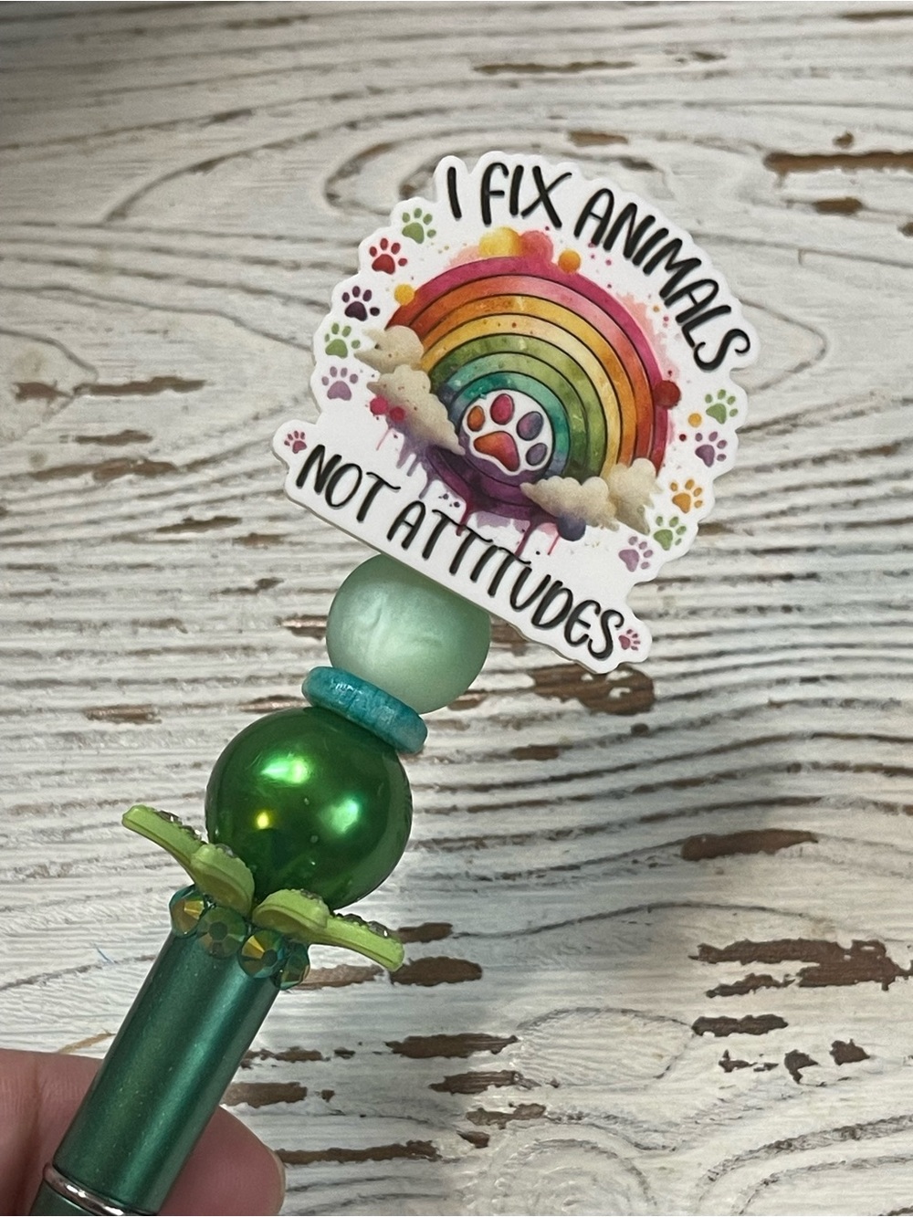 Veterinarian Vet Tech Beaded Pen- I Fix Animals Not Attitudes